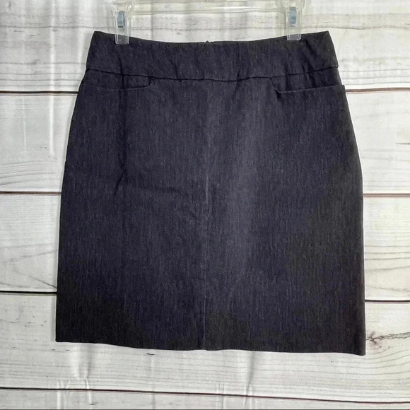 B Moss Dark Gray Stretch Midi Pencil Skirt Size 8 - Picture 1 of 12